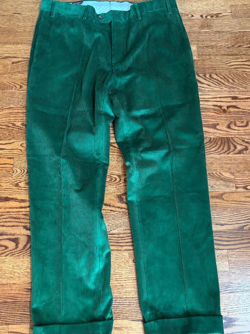 J.Mclaughlin Emerald Green Corduroy Trousers Pants Men's 38 Italy - 100% Cotton